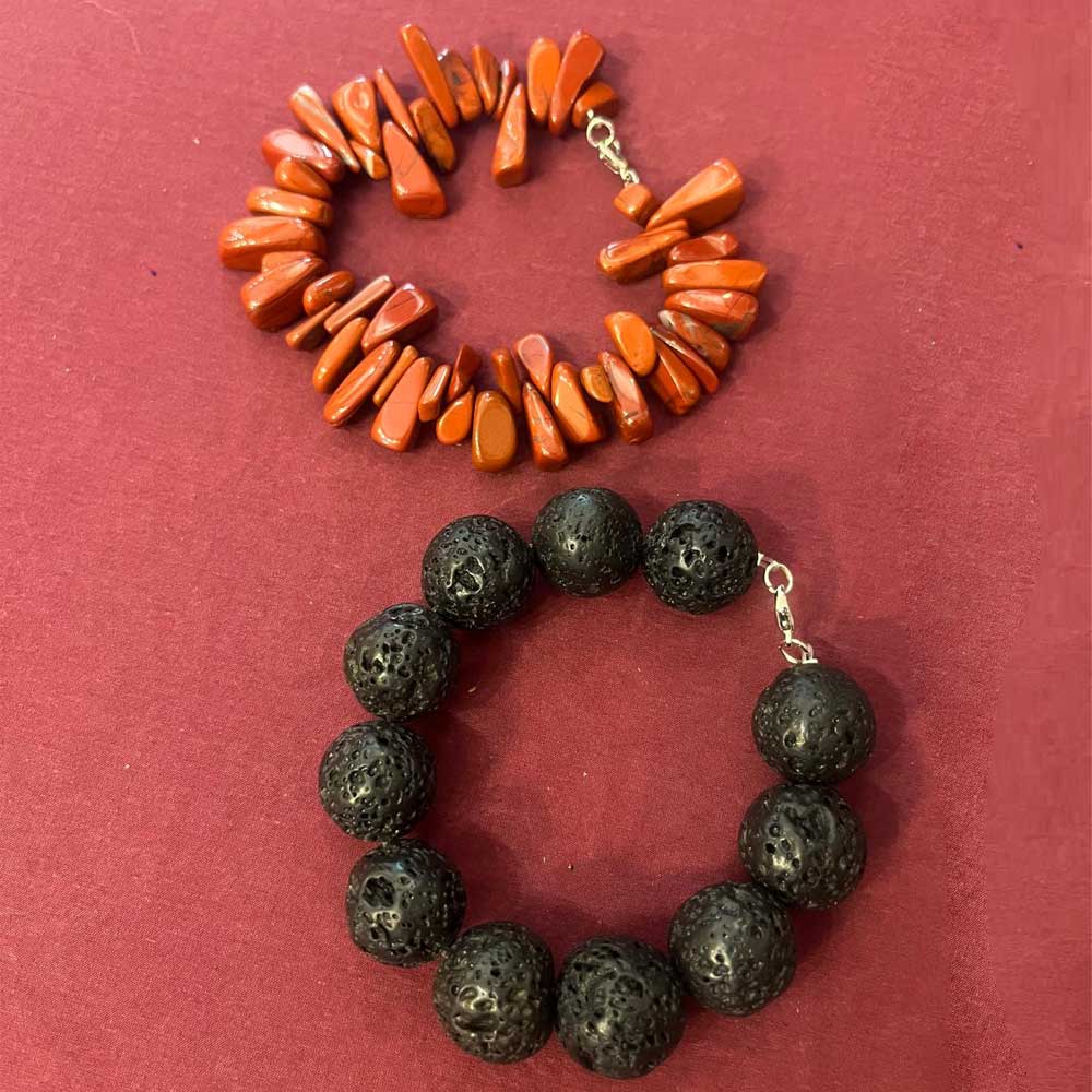 BRACCIALE DIASPRO ROSSO e PIETRA LAVICA